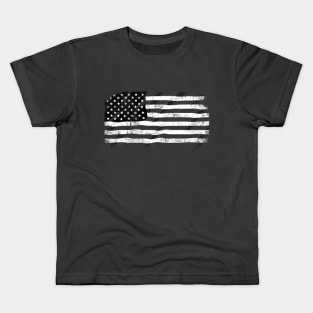 Black and white American flag Kids T-Shirt